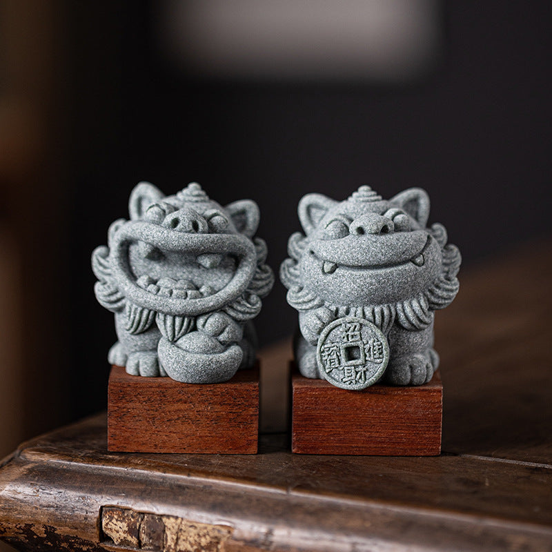 Taiji Aura Bluestone Guardian Lion Décor | Feng Shui Protection