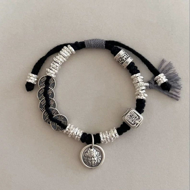 Authentic Tibetan Buddhist Prayer Beads Mala Bracelet - Handmade Meditation Healing Protection Couple Pixiu Prayer Wheel