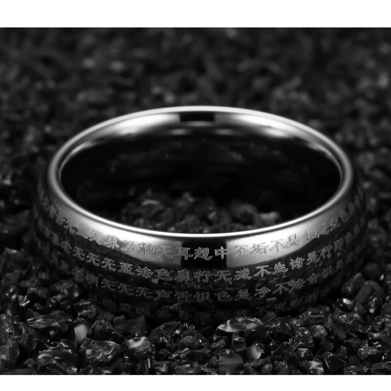 Rotating Heart Sutra Taoist Energy Activation Ring | Titanium Steel