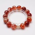 Red hematoid quartz crystal energy healing bracelet with gold spacer beads Taoist KaiGuang love attraction confidence spiritual jewelry