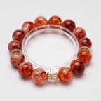 Red hematoid quartz crystal energy healing bracelet with gold spacer beads Taoist KaiGuang love attraction confidence spiritual jewelry