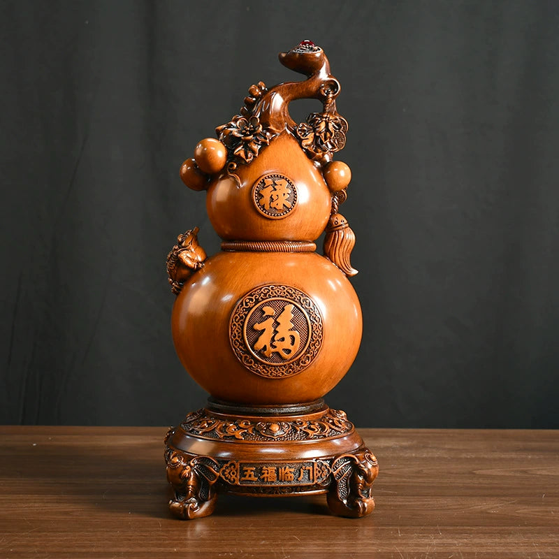 Blessed Wealth-Drawing Gourd Feng Shui Display | Lucky Money Ornament