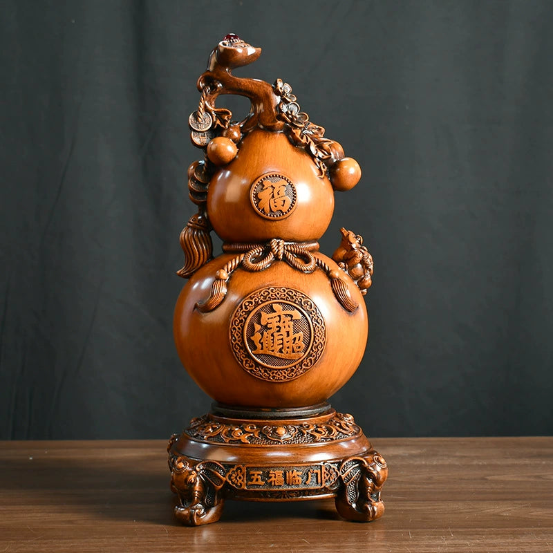 Blessed Wealth-Drawing Gourd Feng Shui Display | Lucky Money Ornament