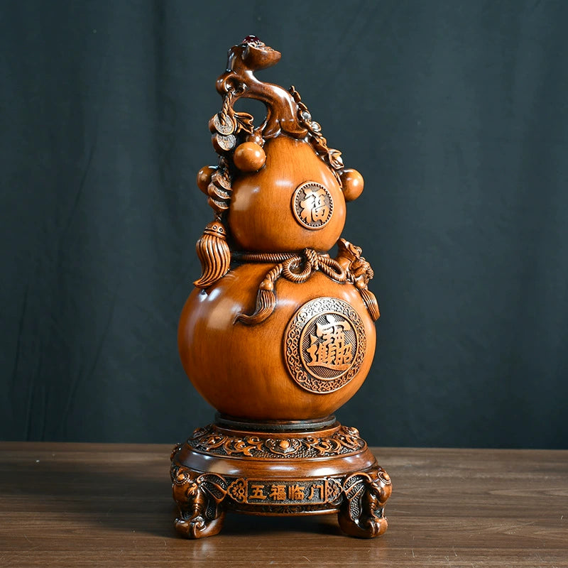 Blessed Wealth-Drawing Gourd Feng Shui Display | Lucky Money Ornament