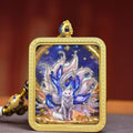 Tibetan Hand-Painted Thangka Nine-Tailed Fox Amulet Necklace