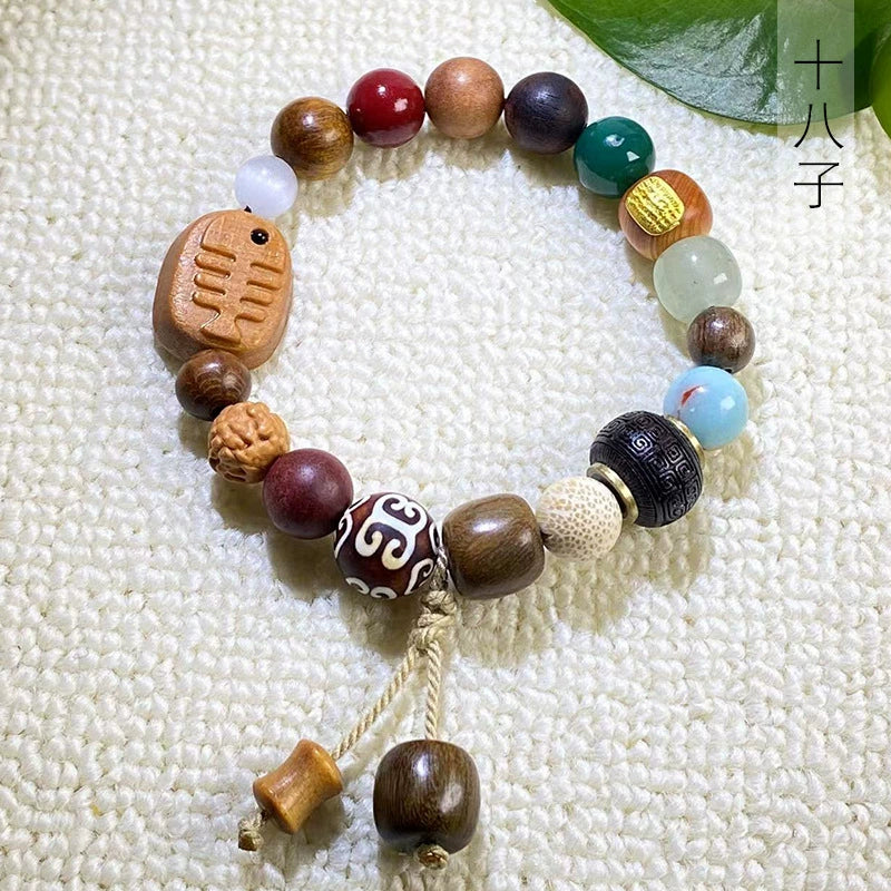 Natural 18-Bead Bodhi Seed & Wood Energy Bracelet