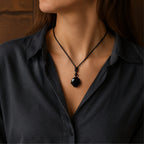 Obsidian Six Star Evil Warding Pendant | Taoist KaiGuang Blessing