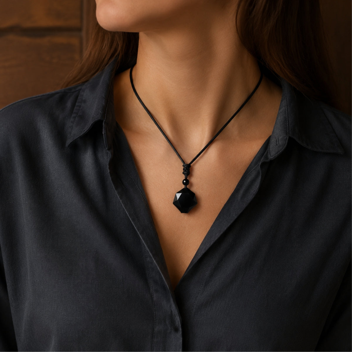 Obsidian Six Star Evil Warding Pendant | Taoist KaiGuang Blessing