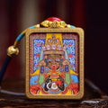 Tibetan Hand-Painted Dzambhala Thangka Amulet Necklace