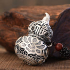 Hollow Lotus Gourd Peace Protection Pendant | Feng Shui Copper Silver