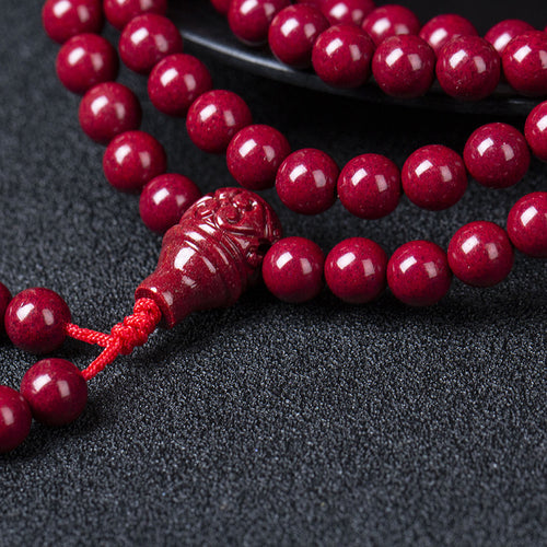 Cinnabar 108 Prayer Evil Protection Long Necklace