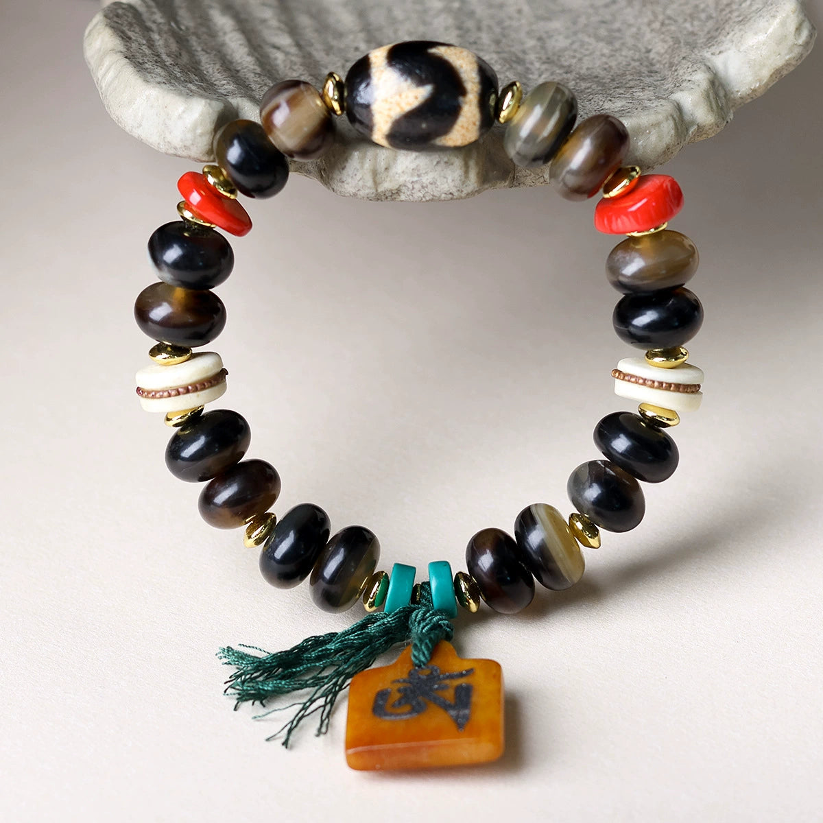 Blessed Tibetan Tortoise Bead Protection Bracelet | Natural Sandalwood