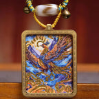 Tibetan Nine Purple Fire Phoenix Thangka Amulet Necklace