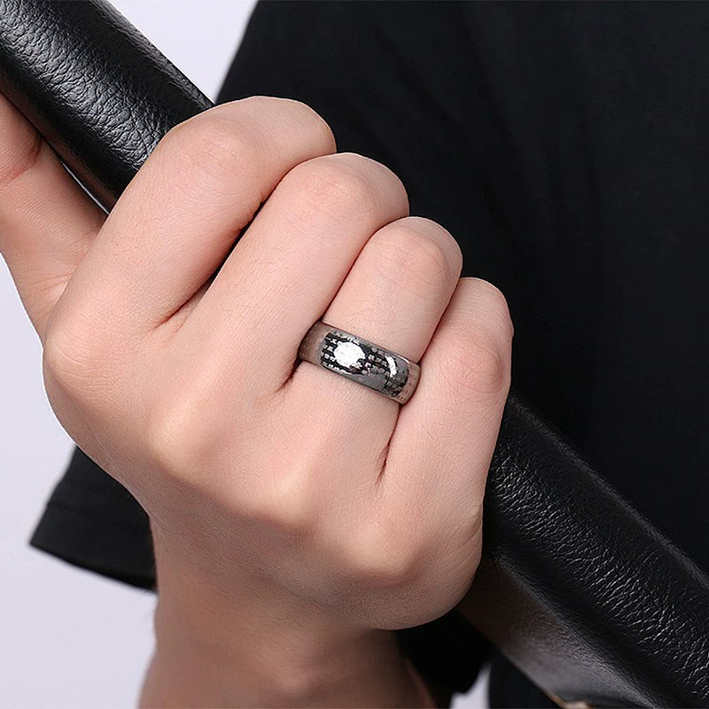 Rotating Heart Sutra Taoist Energy Activation Ring | Titanium Steel