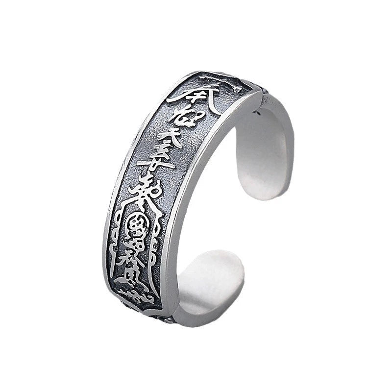 Taoist Talisman Silver Protection Ring | 925 Sterling Silver Feng Shui