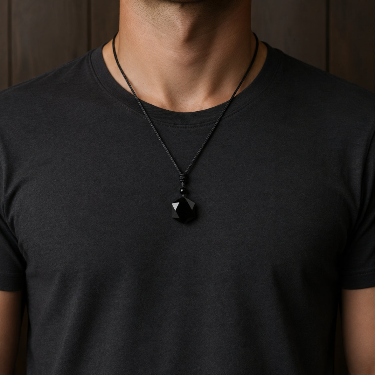 Obsidian Six Star Evil Warding Pendant | Taoist KaiGuang Blessing