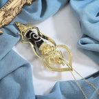 Dorje Elephant-Head Protection Pendant | Nine-Eye Dzi Bead Gold