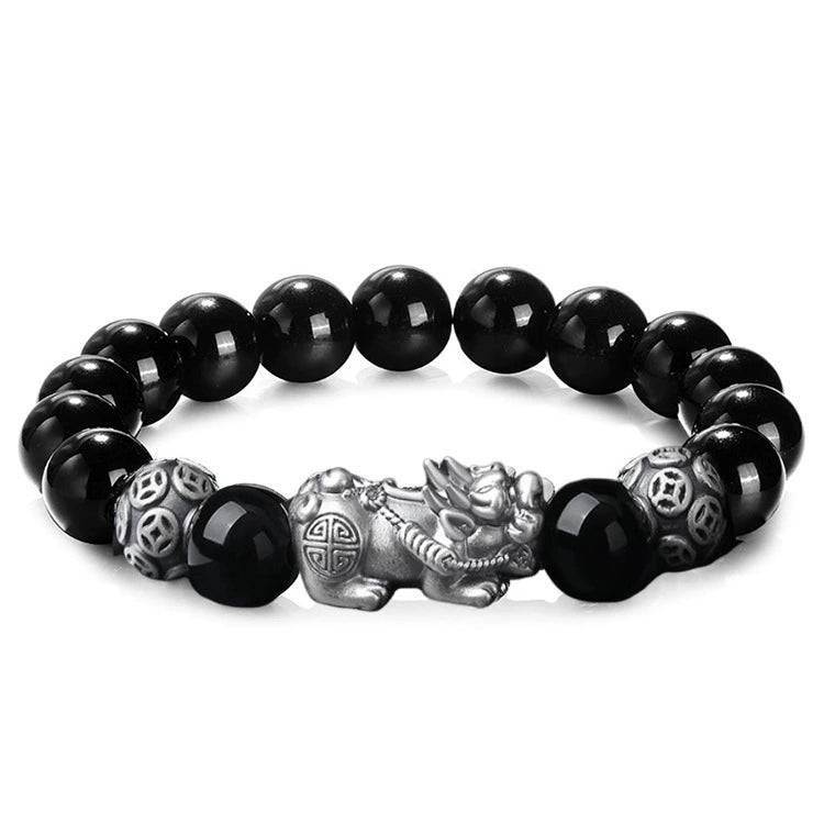 Wealth Guardian · Obsidian Pixiu Bracelet