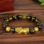 Black Obsidian Pixiu Protection Bracelet | 3D Guardian Wealth