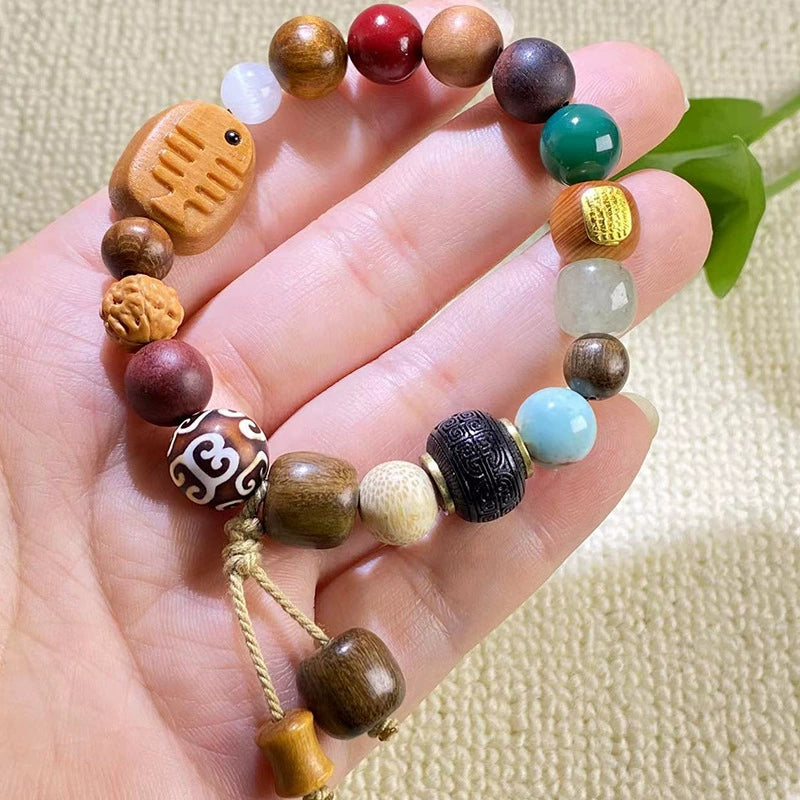 Natural 18-Bead Bodhi Seed & Wood Energy Bracelet