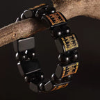 Blessed Black Obsidian Six-Syllable Mantra Protection Bracelet | Natural