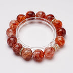 Grade A red hematoid quartz beaded bracelet with gold crown spacer crystal energy healing love confidence Taoist KaiGuang