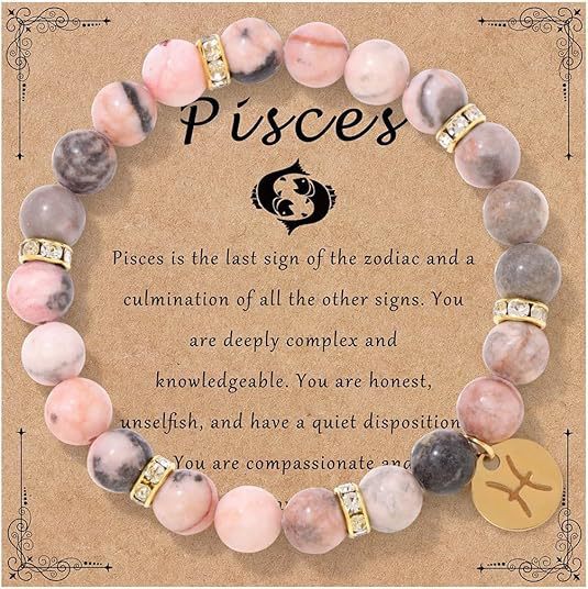Zodiac Romance Pink Zebra Astrology Love Bracelet