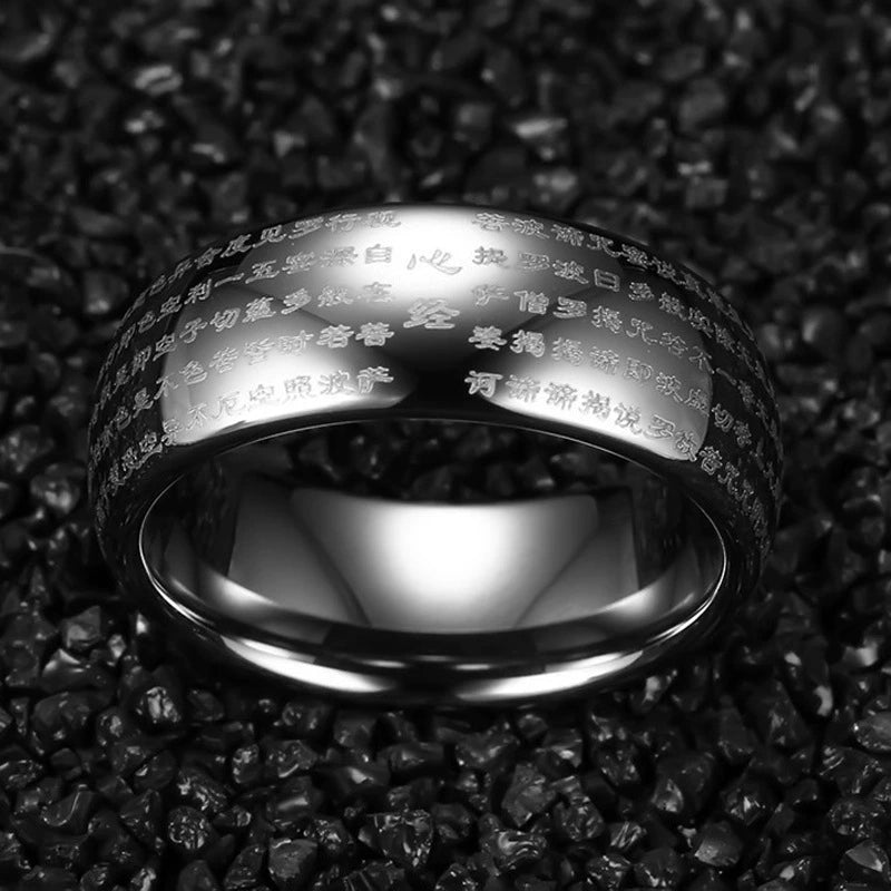 Rotating Heart Sutra Taoist Energy Activation Ring | Titanium Steel