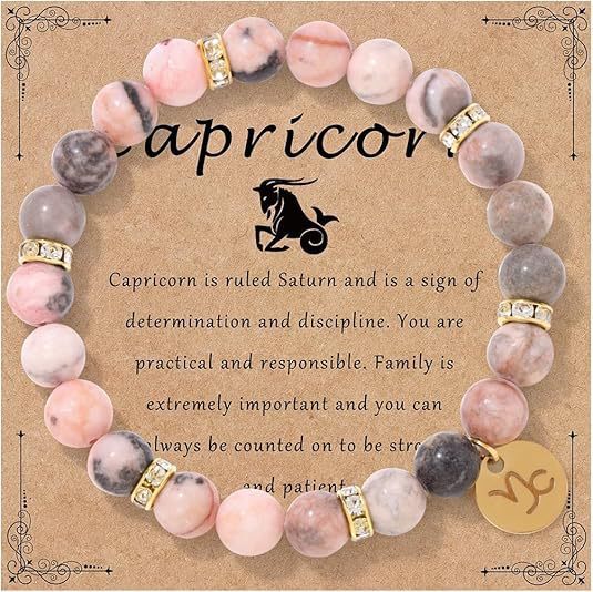 Zodiac Romance Pink Zebra Astrology Love Bracelet