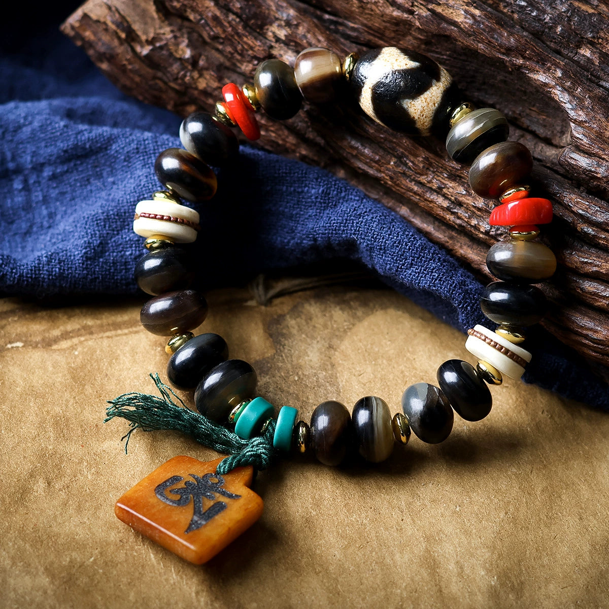Blessed Tibetan Tortoise Bead Protection Bracelet | Natural Sandalwood