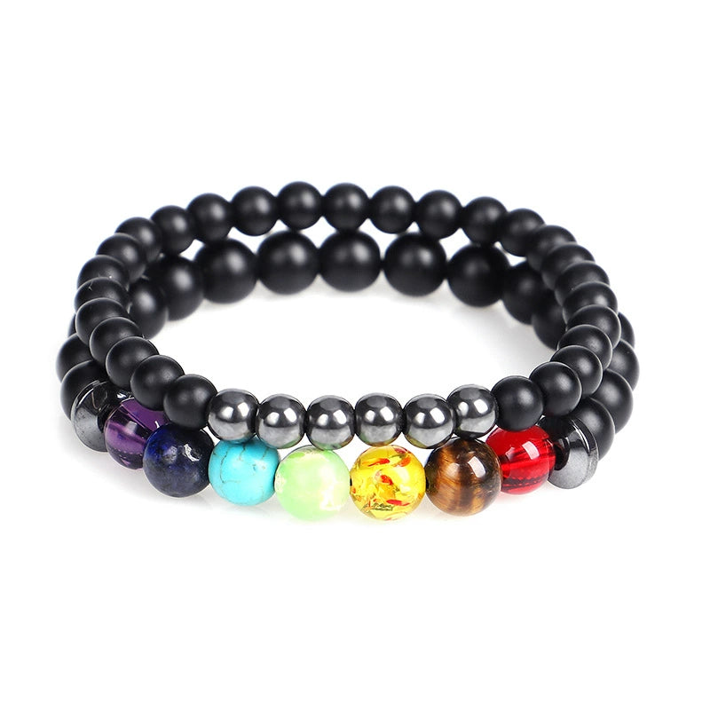 7 Chakra Amethyst Tiger Eye Bracelet | Energy Healing Jewelry