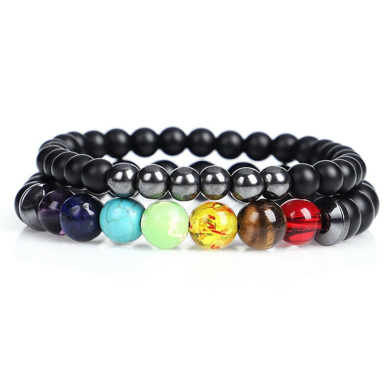 7 Chakra Amethyst Tiger Eye Bracelet | Energy Healing Jewelry