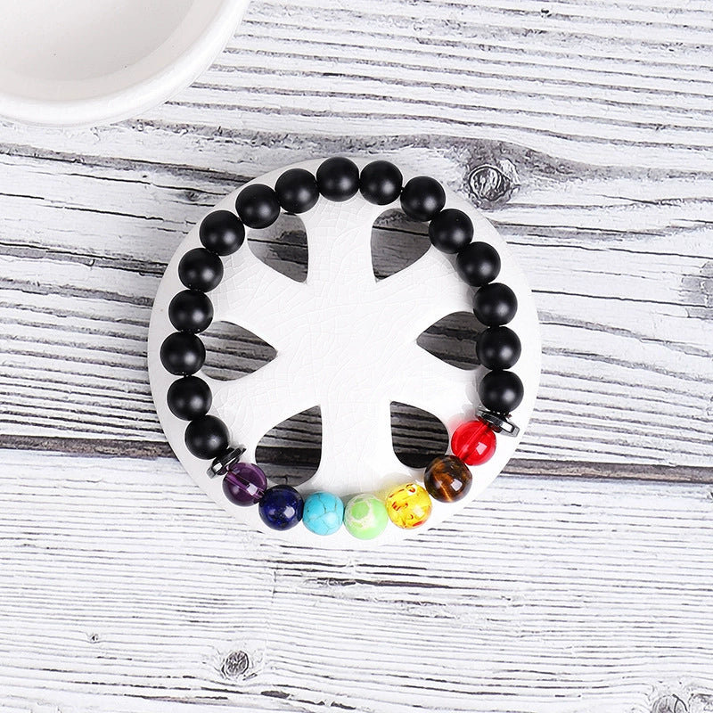 7 Chakra Amethyst Tiger Eye Bracelet | Energy Healing Jewelry