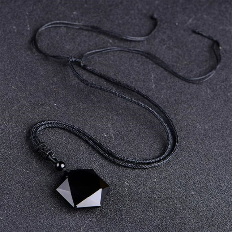 Six-Star Light Obsidian Protection Pendant | Black Stone Necklace