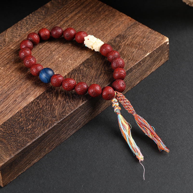 Jujube red patina on aged Phoenix Eye Bodhi beads from spiritual practice