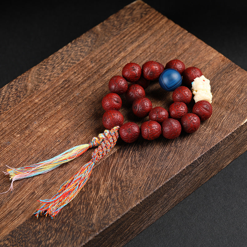 Close-up of authentic Nepal Bodhi beads with unique natural eye shape