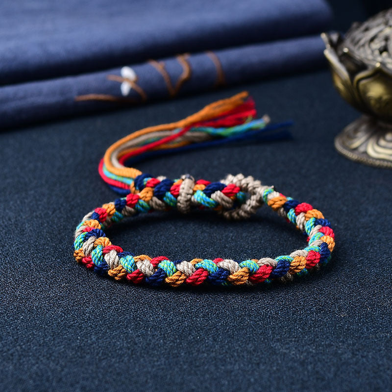 Authentic Tibetan Colorful Rope Bracelet Women - Handmade Prayer Beads Mala Meditation Healing Protection Jewelry