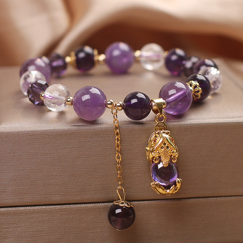 Amethyst Pixiu Protective Energy Bracelet | Gold Plated Guardian