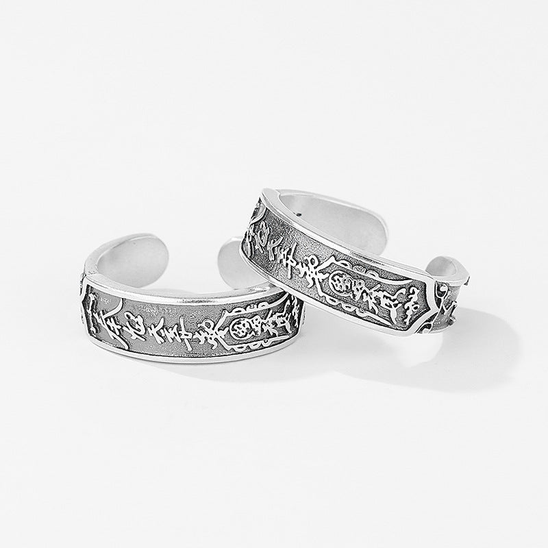 Taoist Talisman Silver Protection Ring | 925 Sterling Silver Feng Shui