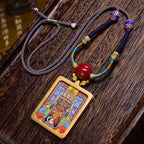 Tibetan Hand-Painted Dzambhala Thangka Amulet Necklace