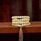 Tibetan Chicken Oil Yellow Camel Bone Prayer Beads - Turquoise