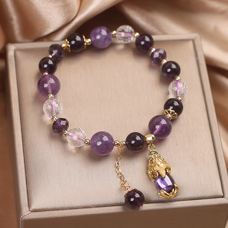 Amethyst Pixiu Protective Energy Bracelet | Gold Plated Guardian