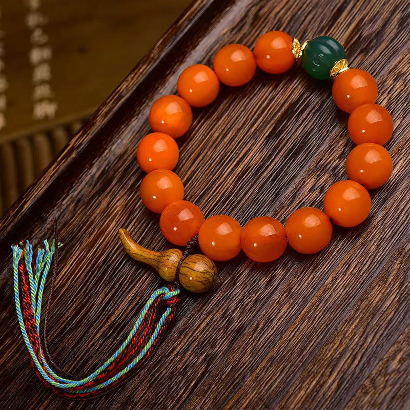 Golden Armor Agate Turtle Bracelet Glaze Beads Carved