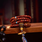 Tibetan Vintage Bone Barrel Beads Prayer Bracelet - Citipati Skull Vajra Pestle