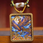 Tibetan Nine Purple Fire Phoenix Thangka Amulet Necklace
