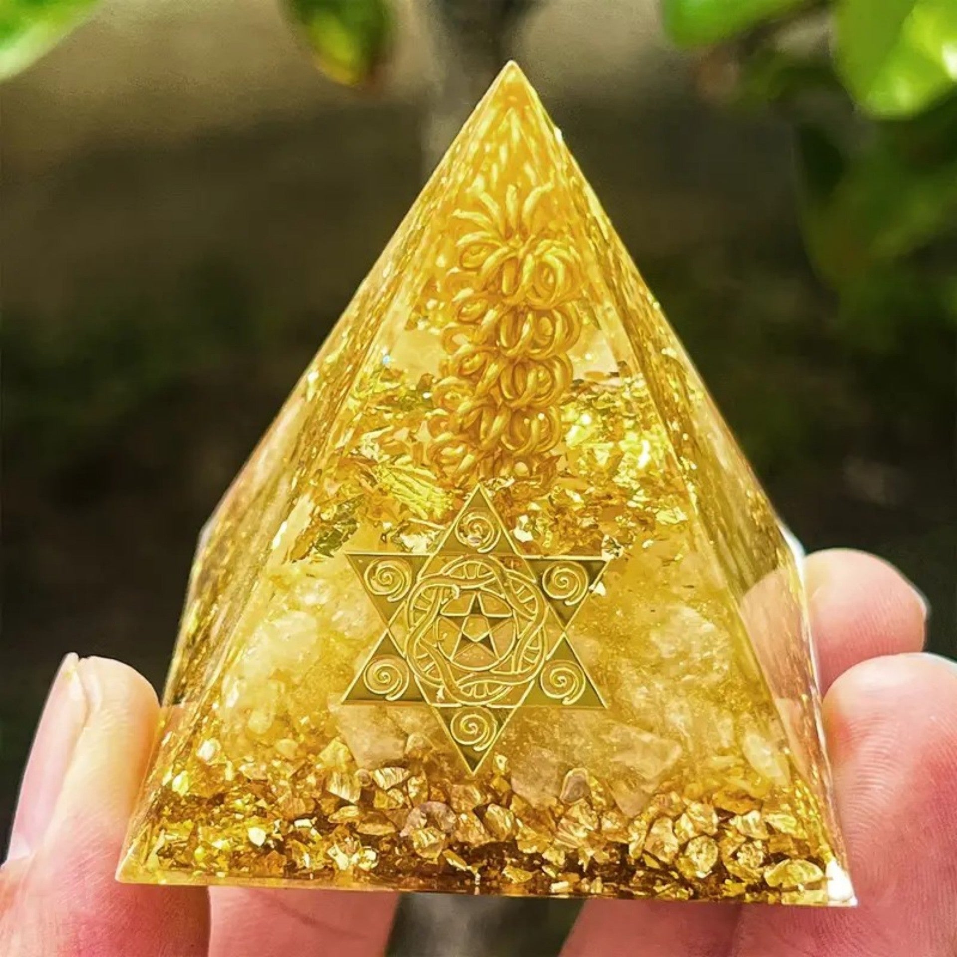 Feng Shui Pyramid Crystal Healing Energy Infusion Meditation Wealth Love - Hexagram Sacred Geometry Spiritual Decor