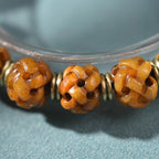 Camel Bone Hollow Carved Bracelet Glass Guru Beads Dice Charm
