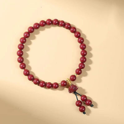 Lotus Cinnabar Red Cord Bracelet - Love and Protection