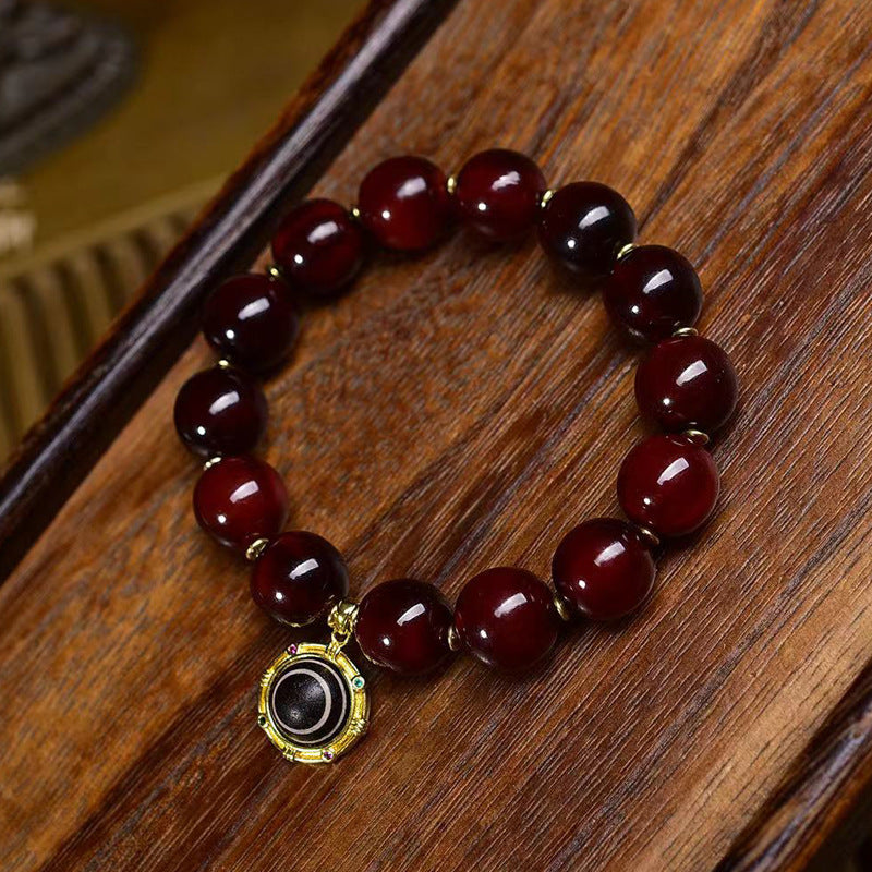 Golden Armor Blood Turtle Agate Bracelet Inlaid Evil Eye Charm