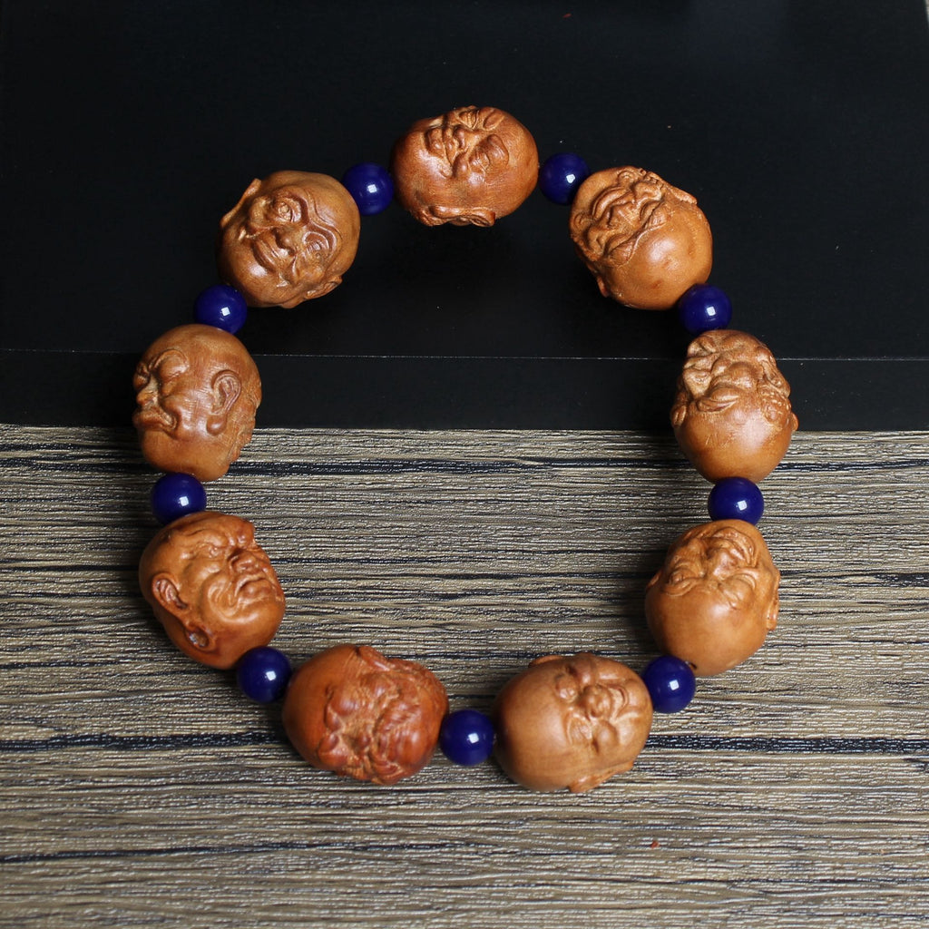 Carved Character Wood Artistic Figure Bracelet
